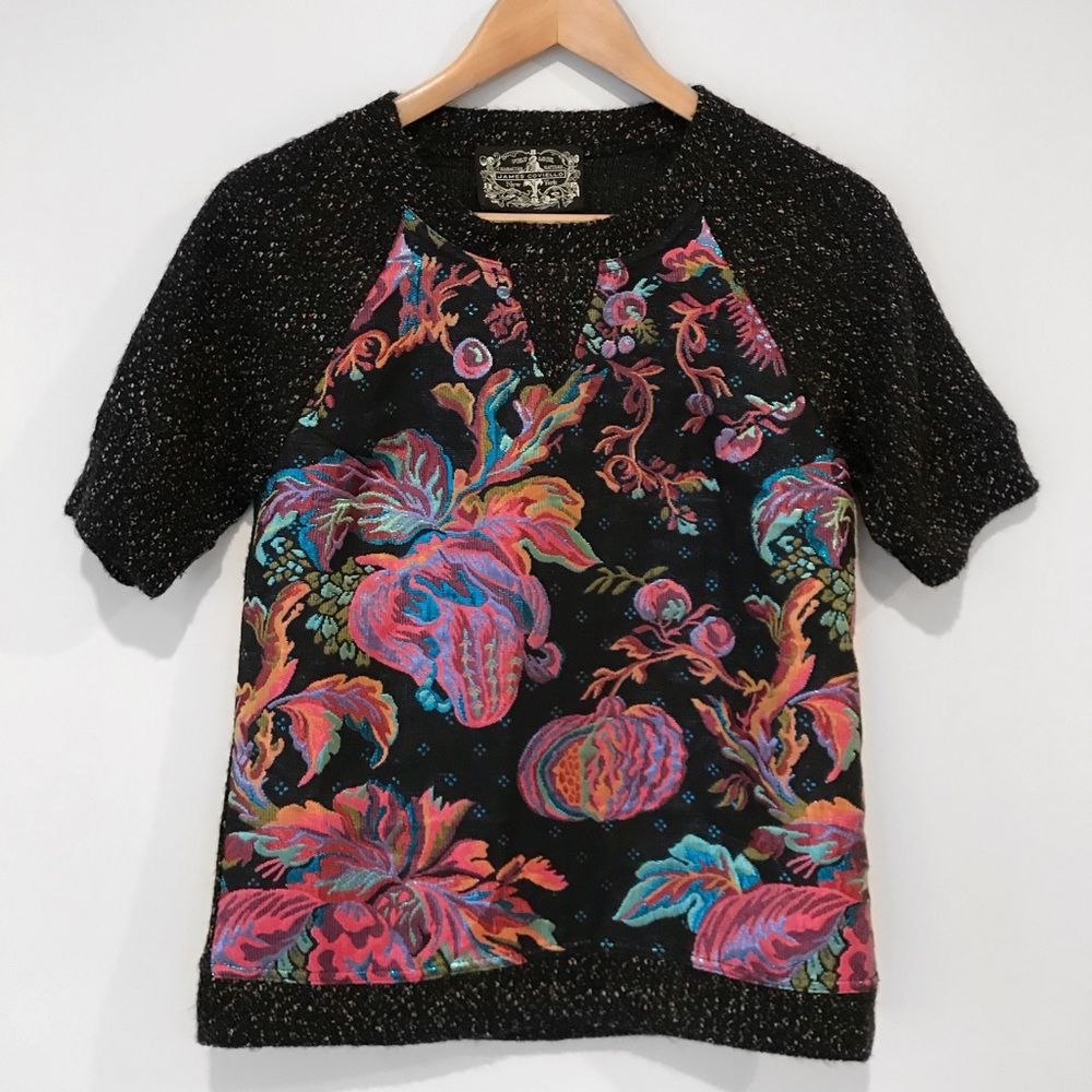 Anthropologie Floral-Embroidered Structured Tee